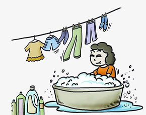 wash clothes单词图片