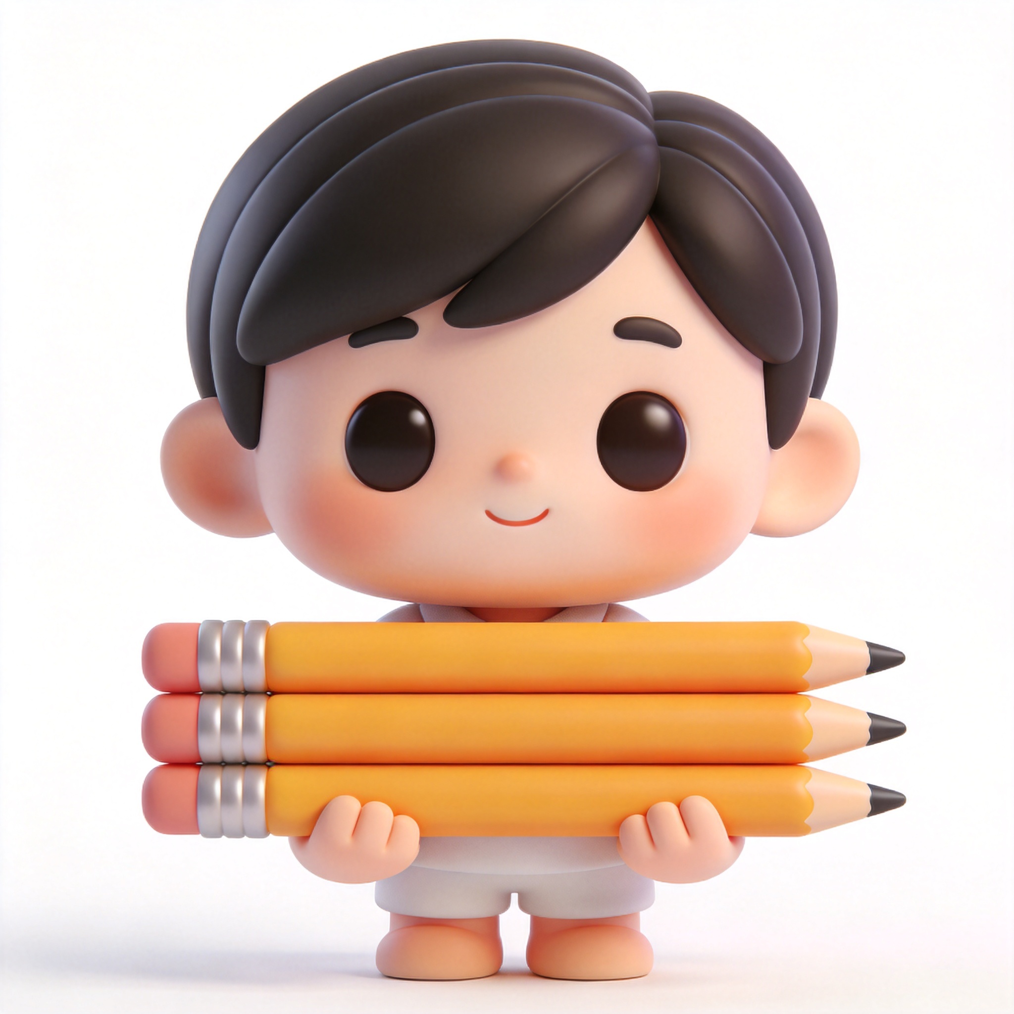 He/She has three pencils.单词图片